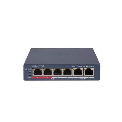 Коммутатор Hikvision DS-3E1106P-EI/M, 4 порта 100 Мбит/с, PoE, управляемый L2 — купить в Казахстане | neom.kz