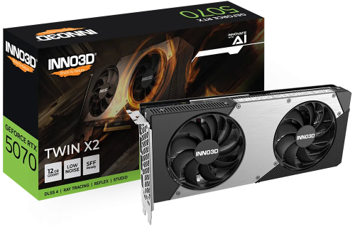 Видеокарта Inno3D GeForce RTX5070 TWIN X2 OC, 12G GDDR7 192-bit 1xHDMI 3xDP N50702-12D7X-195064N