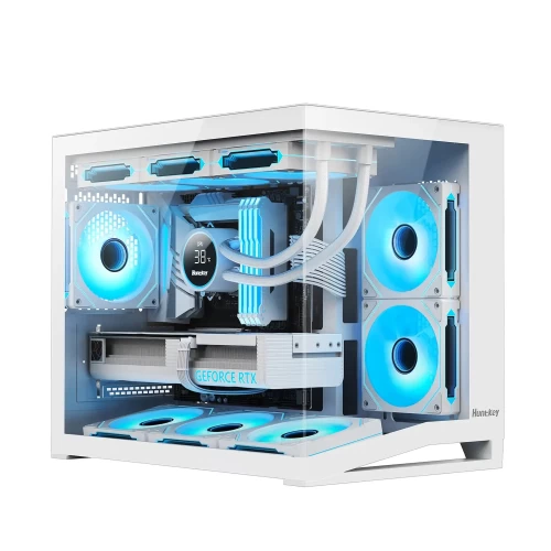 Компьютерный корпус Huntkey S960 V2 StormX, 1xUSB2.0, 1xUSB3.0, HD-Audio, mATX/Mini ITX(BTF), White