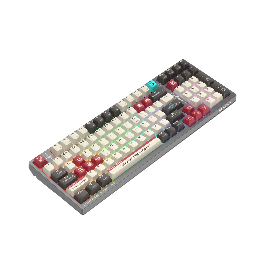 Клавиатура игровая механическая беспроводная A4Tech Bloody WS98 Pixels, красная фото 2