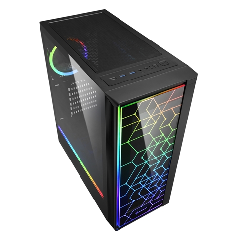 Корпус Sharkoon RGB LIT100, ATX, 2x3.5, 6x2.5, 2xUSB 3.0, 1xUSB 2.0, Audio, 436*206*481mm, без БП