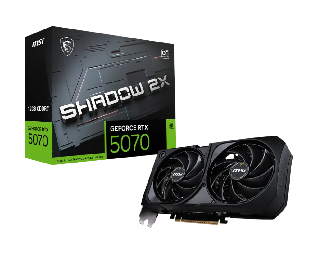 Видеокарта MSI GeForce RTX 5070 12G SHADOW 2X OC, 12Gb GDDR7 192-bit 1xHDMI 3xDP