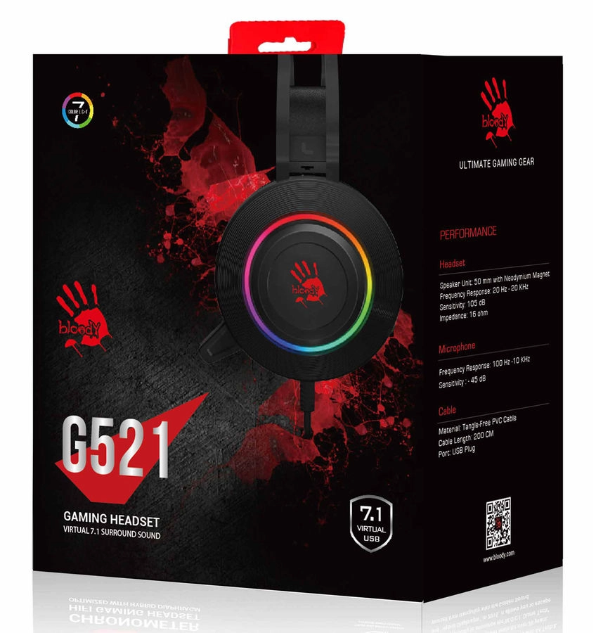 Гарнитура игровая проводная A4Tech Bloody G521