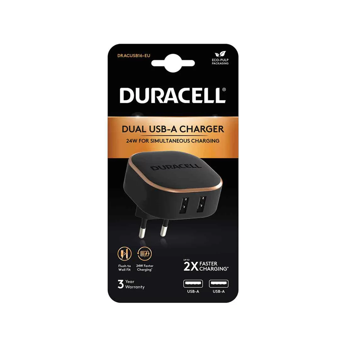 Универсальное зарядное устройство Duracell DRACUSB16-EU 24W 2хUSB-A Черный – купить недорого с доставкой по Алматы и Казахстану