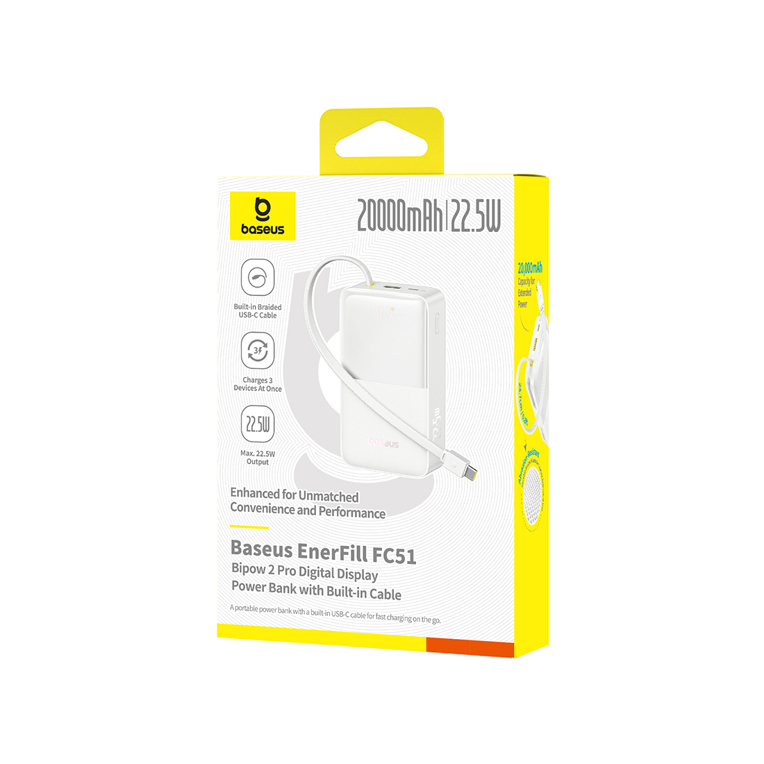 Внешний аккумулятор Baseus EnerFill FC51 Bipow2 Pro 20000mAh 22.5W White (E0027700) – купить недорого с доставкой по Алматы и Казахстану фото 3