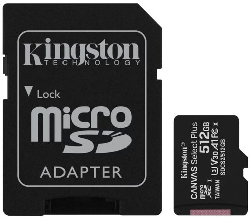 Карта памяти Kingston Canvas Select Plus, Micro SDXC, 512 GB, Class 10 (с адаптером) – купить недорого с доставкой по Алматы и Казахстану