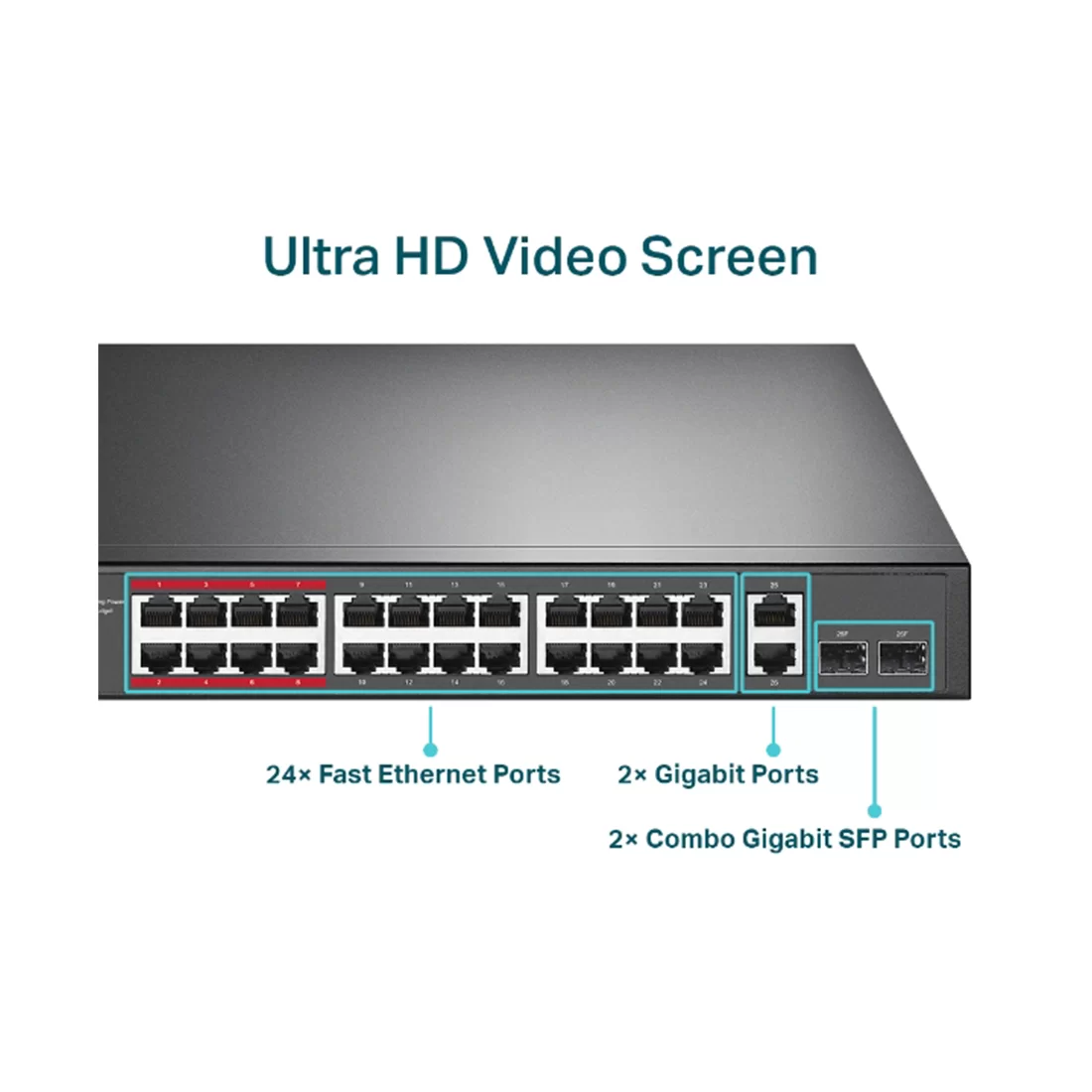 Коммутатор TP-Link TL-SL1226P, 24 порта 100 Мбит/с, 2×SFP, PoE+, неуправляемый – купить недорого с доставкой по Алматы и Казахстану
