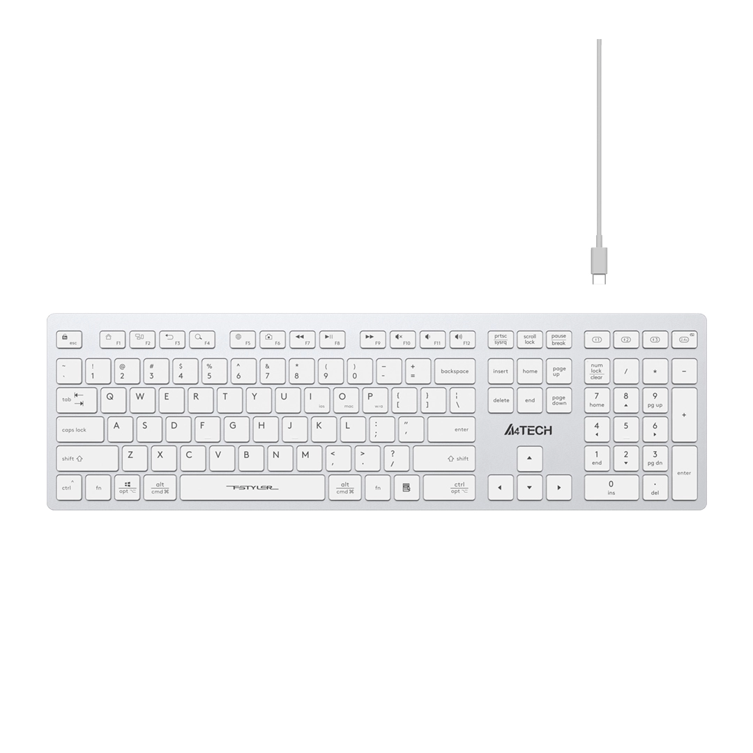 Клавиатура мембранная беспроводная A4Tech Fstyler FBX50C, белая