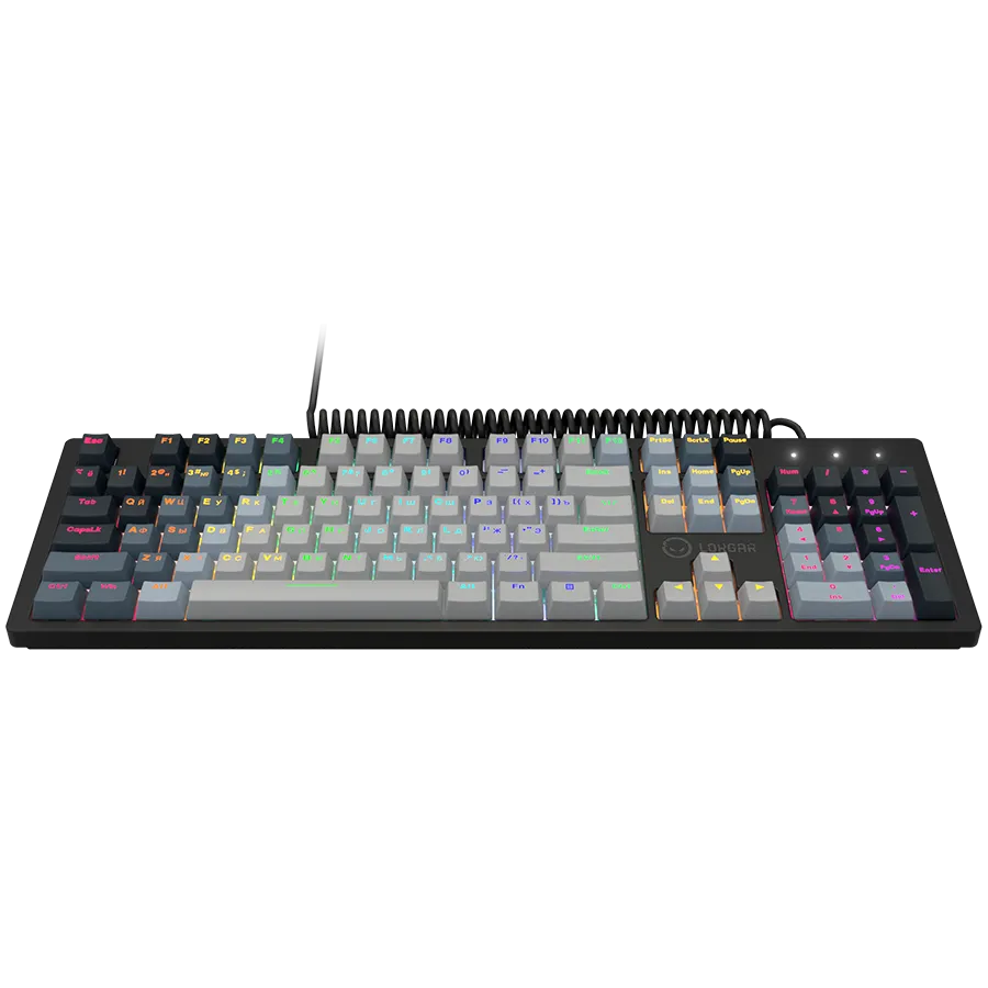LORGAR Azar 514, Wired mechanical gaming keyboard, RGB backlight, 1680000 colour variations, 18 modes, keys number: 104, 50M clicks, linear dream switches, spring cable up to 3.4m, ABS plastic+metal, magnetic cover, 450*136*39mm, 1.17kg, white, EN+RU layo – купить недорого с доставкой по Алматы и Казахстану фото 5