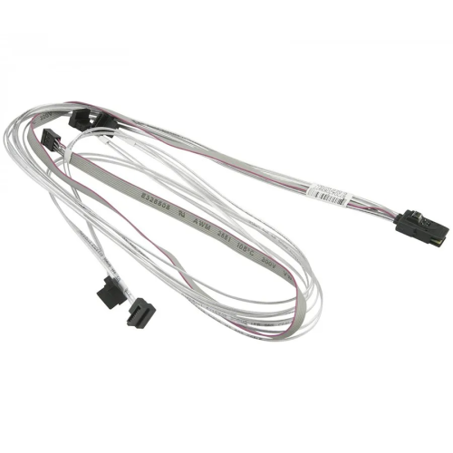 Supermicro Internal MiniSAS SFF-8087 to 4 SATA Right Angle 75/75/90/90cm with Sideband 75cm Cable (CBL-0388L-01) — купить в Казахстане | neom.kz