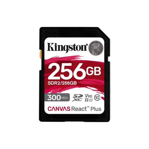 Карта памяти SD, Kingston Canvas React Plus, 256GB, SDR2/256GB, UHS-II, R300/W260 — купить в Казахстане | neom.kz