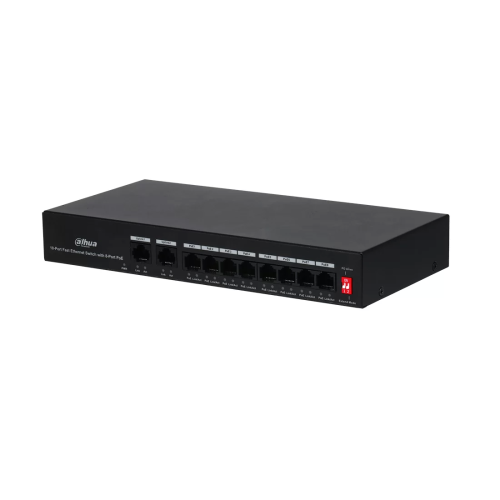 Коммутатор Dahua DH-PFS3010-8ET-65, 8 портов 100 Мбит/с, PoE, неуправляемый — купить в Казахстане | neom.kz