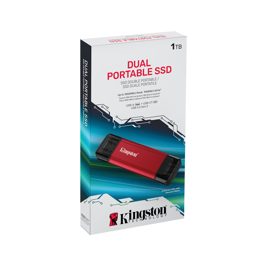 Внешний SSD Kingston Dual Portable 2TB USB 3.2 Gen 2 Type-C (SPSD/2TB)
