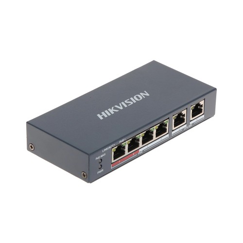 Коммутатор Hikvision DS-3E0106P-E/M(B), 6 портов 100 Мбит/с, PoE+, неуправляемый — купить в Казахстане | neom.kz