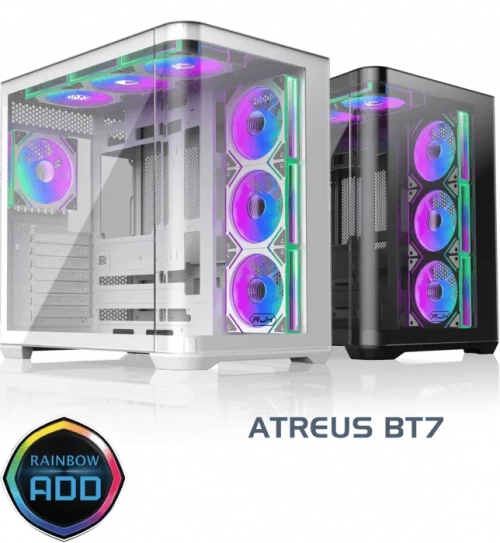 Корпус Raijintek ATREUS BT7, Midi-Tower, TG, 7x120mm ARGB, 2xUSB-A 3.0 + 1xUSB Type-C , E-ATX, ATX, mATX, mITX, Black