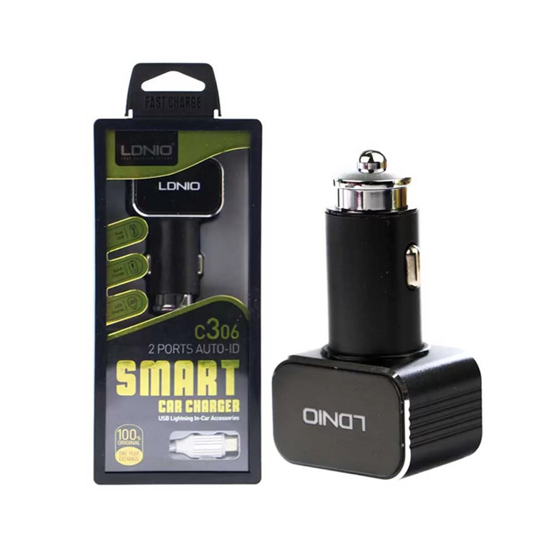 Автомобильное зарядное устройство LDNIO C306 2*USB-A 18W 5V-3.6A Auto Lightning Чёрный – купить недорого с доставкой по Алматы и Казахстану