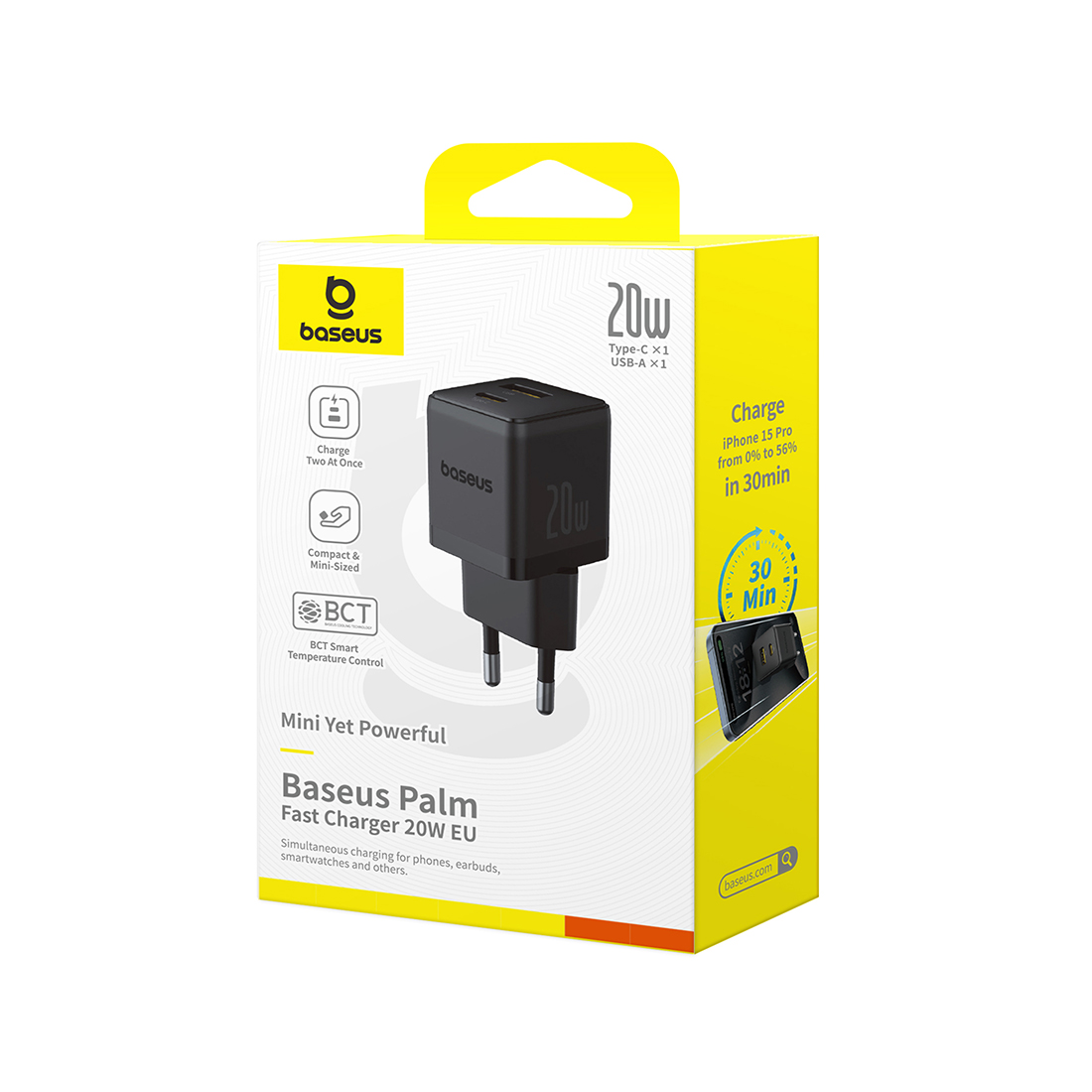 Адаптер питания Baseus Palm C+U 20W Black (P10111608113-00) – купить недорого с доставкой по Алматы и Казахстану