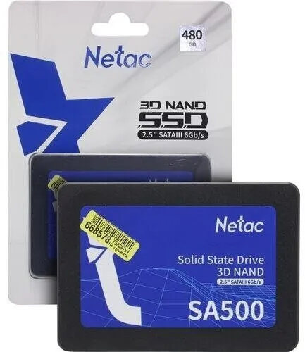Твердотельный накопитель SSD 480Gb, SATA 6 Gb/s, Netac SA500, 2.5", 3D TLC, 520R/450W