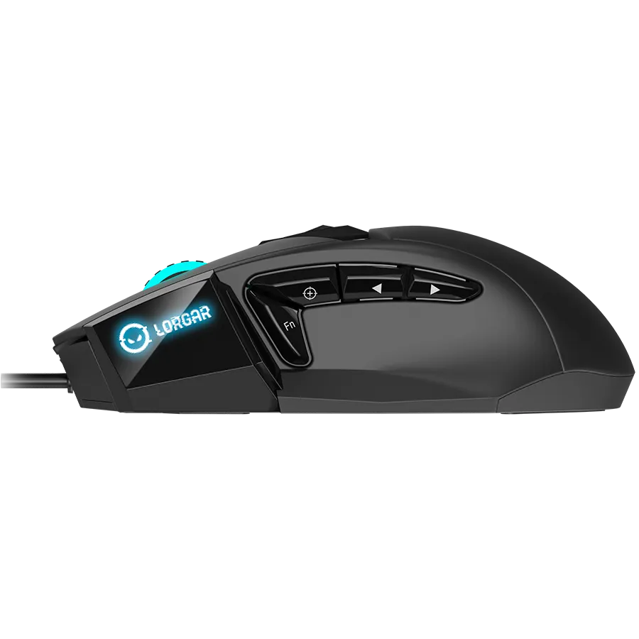 LORGAR Stricter 579, gaming mouse, 9 programmable buttons, Pixart PMW3336 sensor, DPI up to 12 000, 50 million clicks buttons lifespan, 2 switches, built-in display, 1.8m USB soft silicone cable, Matt UV coating with glossy parts and RGB lights with 4 LED – купить недорого с доставкой по Алматы и Казахстану фото 5