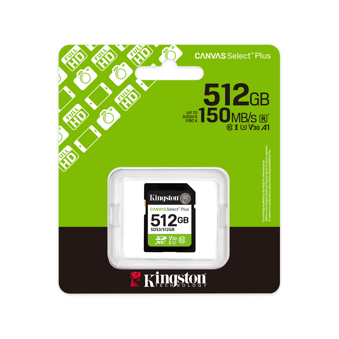 Карта памяти Kingston SDS3/512GB Canvas Select Plus C10 UHS-I U3 V30 512GB – купить недорого с доставкой по Алматы и Казахстану