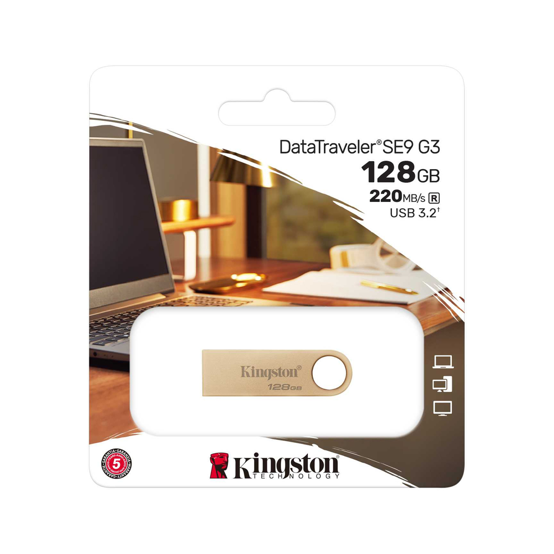USB Flash Kingston DTSE9G3/128GB SE9 G3 запись до 100мб/с, чтение до 220 мб/с USB 3.2 Gen 1, gold metal – купить недорого с доставкой по Алматы и Казахстану