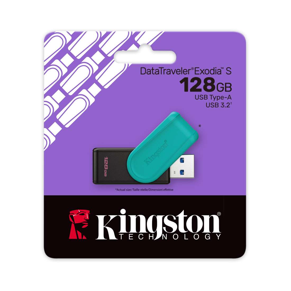 Флэш-накопитель Kingston 128Gb USB3.2 Gen1 Data Traveler Exodia S (Black+Teal) – купить недорого с доставкой по Алматы и Казахстану