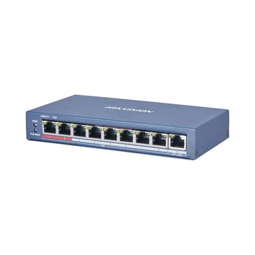 Коммутатор Hikvision DS-3E0109P-E(C), 8 портов 100 Мбит/с, PoE, неуправляемый — купить в Казахстане | neom.kz