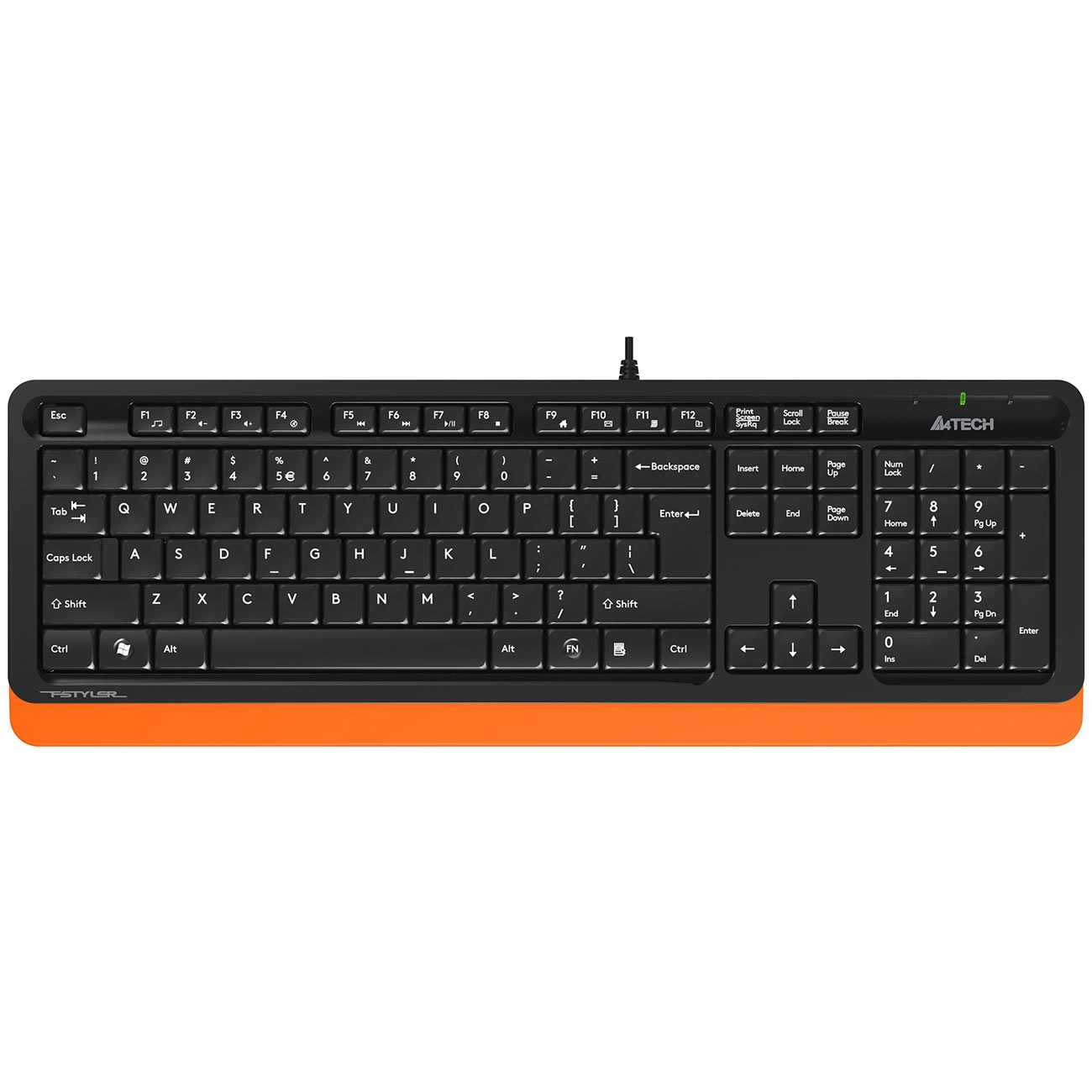 Клавиатура мембранная проводная A4Tech Fstyler FK10-ORANGE, 105 клавиш, оранжевая