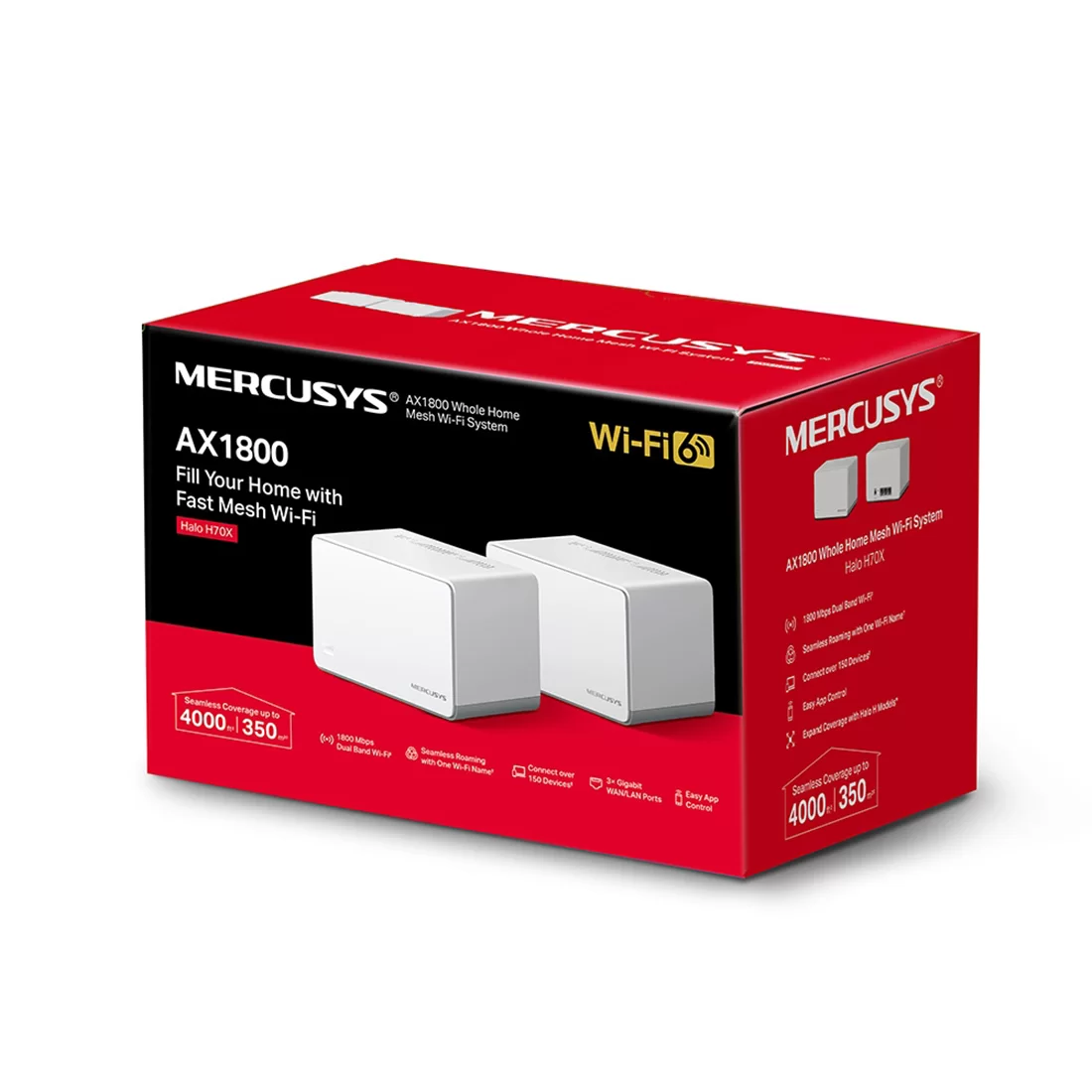Mesh Wi-Fi система Mercusys Halo H70X(2-pack), Wi-Fi 6 AX1800, 2.4/5 ГГц, 3×WAN + 3×LAN 1 Гбит/с – купить недорого с доставкой по Алматы и Казахстану