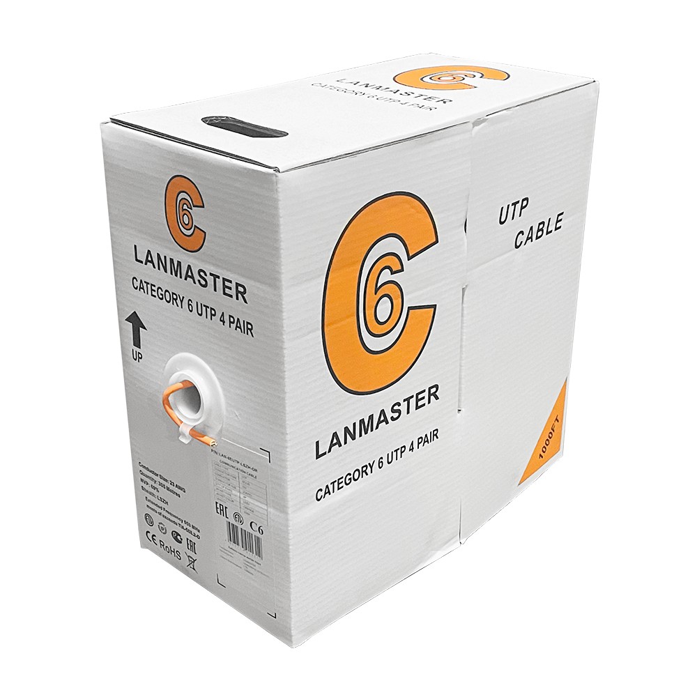 Кабель витая пара Lanmaster LAN-6EUTP-LSZH-OR, U/UTP кат.6, 4 пары, медь, LSZH, бухта 305 м, оранжевый – купить недорого с доставкой по Алматы и Казахстану