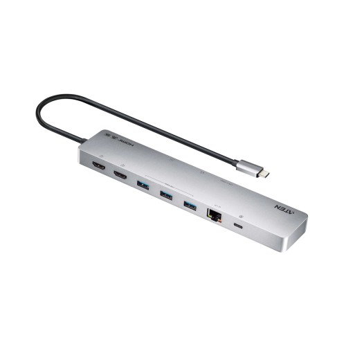 Док-станция ATEN UH3240, подключение USB-C, 2 × HDMI, RJ-45, картридер, зарядка PD 100 Вт — купить в Казахстане | neom.kz