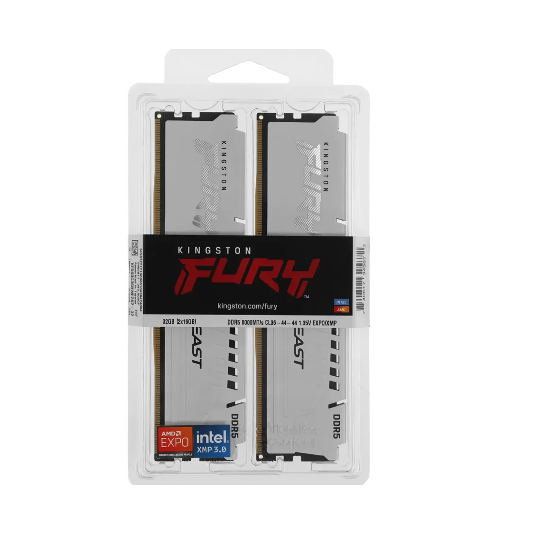 DDR-5 DIMM 32 GB 6000 MHz Kingston Fury Beast, 2x 16 GB Kit, BOX (KF560C36BWE2K2-32) — оперативная память RAM фото 3