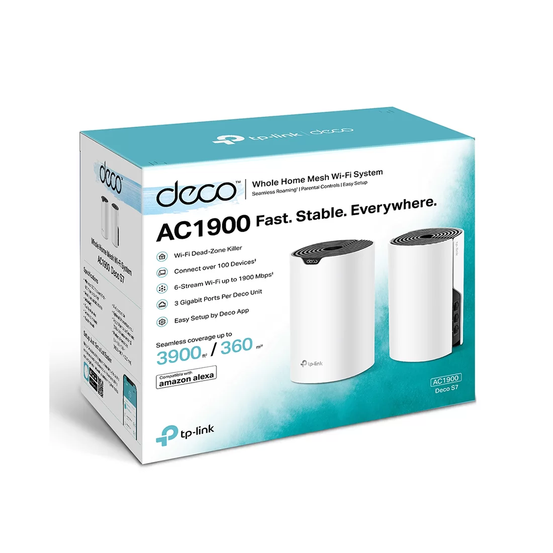 Mesh Wi-Fi система TP-Link Deco S7 (2-pack), Wi-Fi 5 AC1900, 2.4/5 ГГц, 3×WAN/LAN 1 Гбит/с – купить недорого с доставкой по Алматы и Казахстану