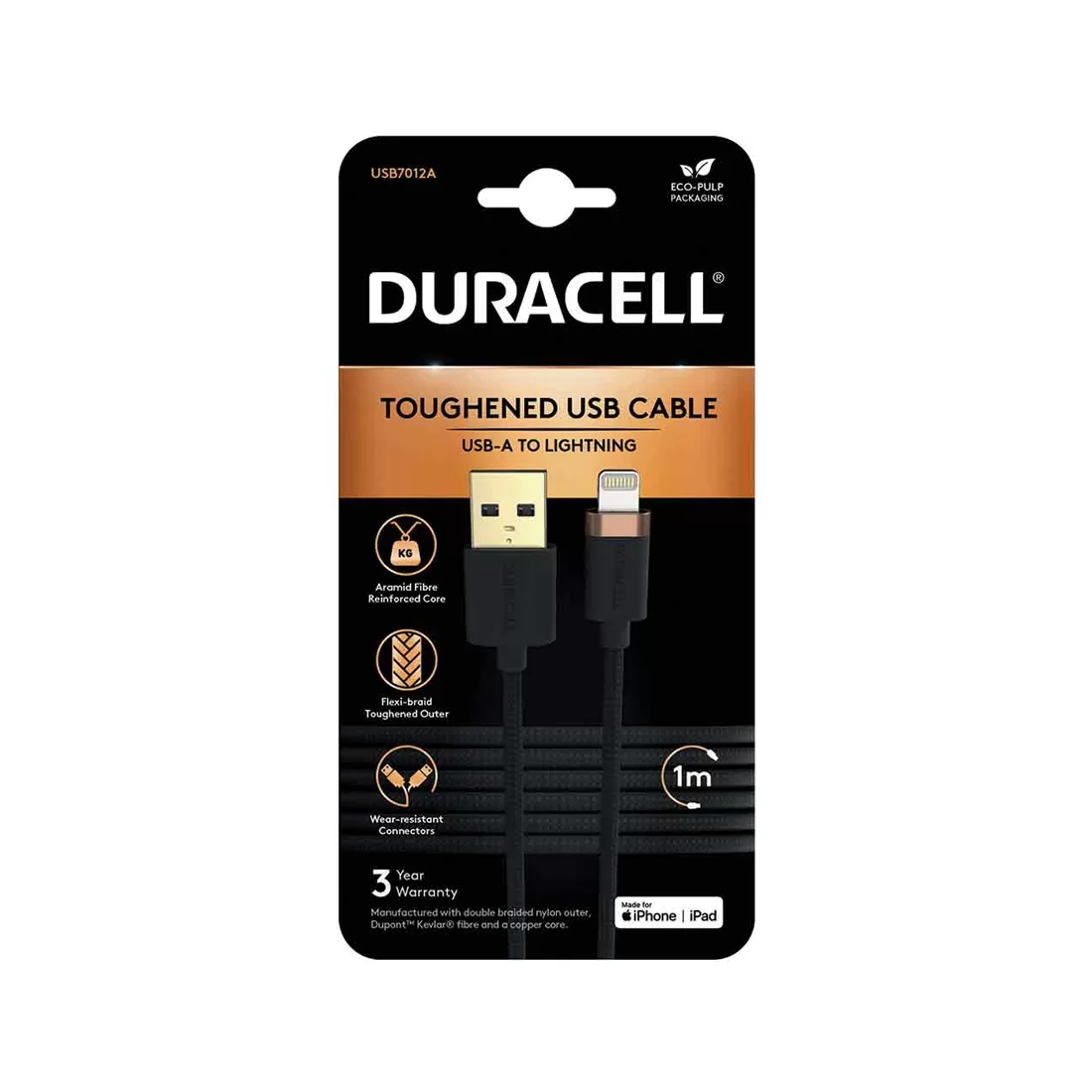Интерфейсный кабель Duracell USB7012A USB-A to Lightning Черный – купить недорого с доставкой по Алматы и Казахстану