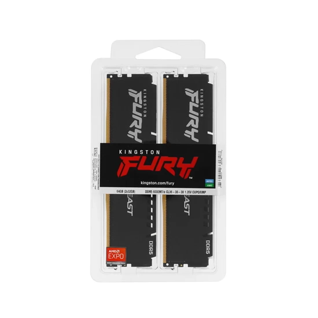 Комплект модулей памяти Kingston FURY Beast KF560C36BBEK2-64 DDR5 64GB (Kit 2x32GB) 6000MHz — оперативная память RAM фото 3