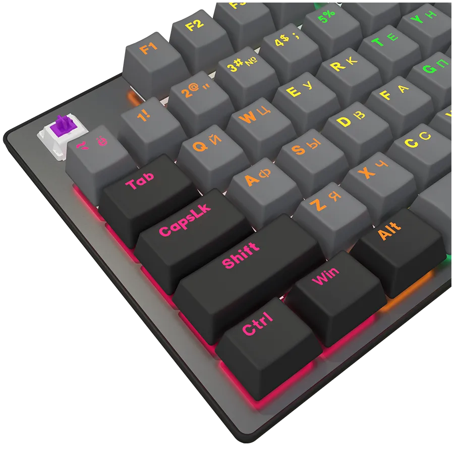 LORGAR Azar 514, Wired mechanical gaming keyboard, RGB backlight, 1680000 colour variations, 18 modes, keys number: 104, 50M clicks, linear dream switches, spring cable up to 3.4m, ABS plastic+metal, magnetic cover, 450*136*39mm, 1.17kg, black, EN+RU layo – купить недорого с доставкой по Алматы и Казахстану фото 5