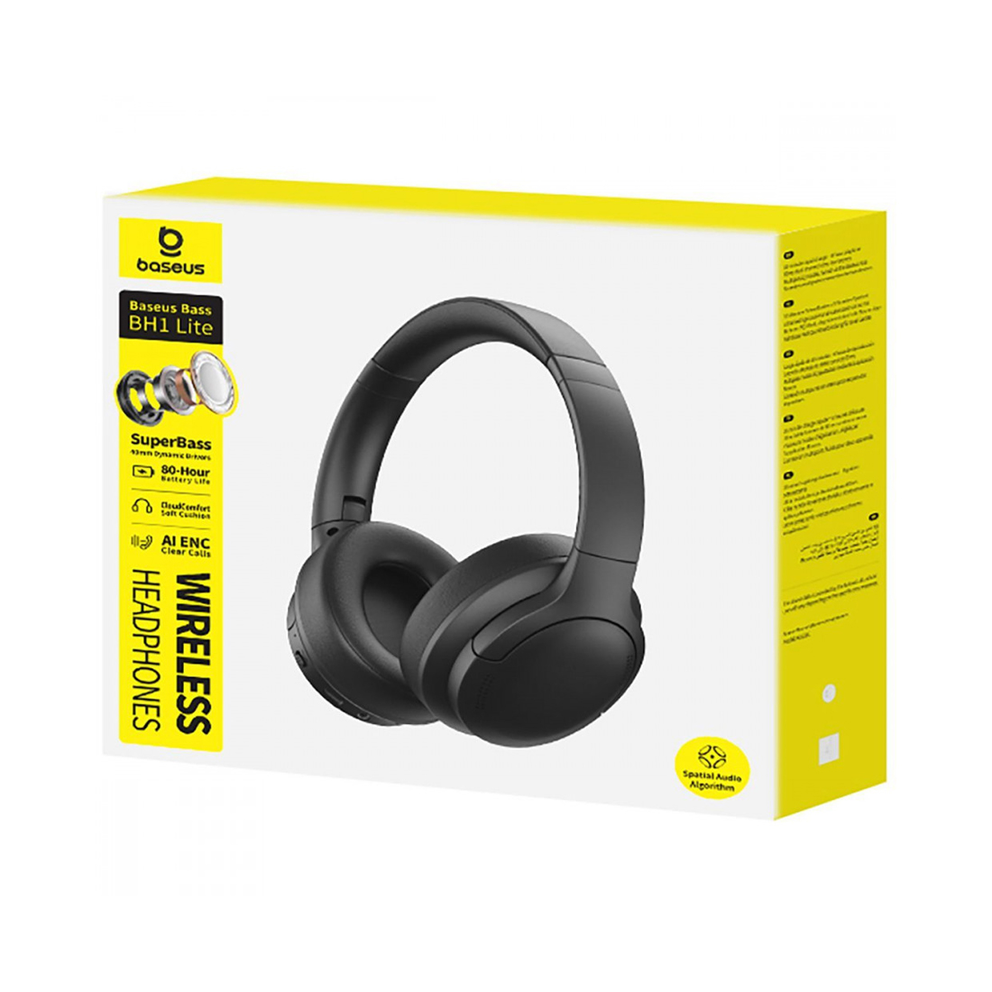 Гарнитура Baseus Bass BH1 Lite Cosmic Black (A0203C00), 40 мм, 80 ч, чёрная – купить недорого с доставкой по Алматы и Казахстану