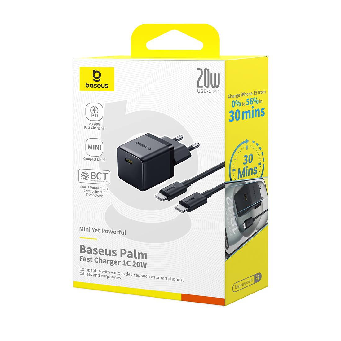 Адаптер питания Baseus Palm 1C 20W Black (P10111602113-01) – купить недорого с доставкой по Алматы и Казахстану