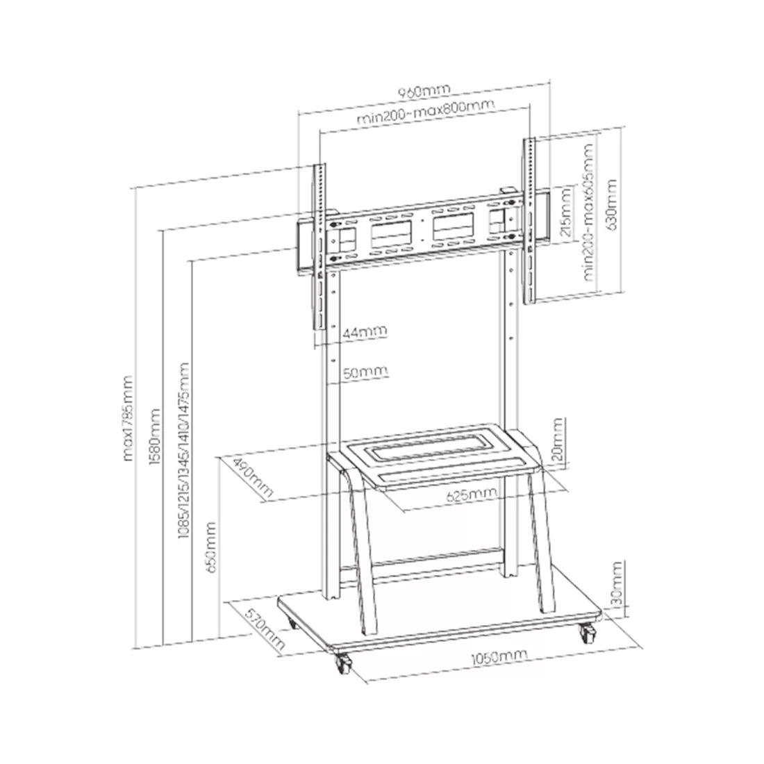 Стойка мобильная Brateck T1035ME – купить недорого с доставкой по Алматы и Казахстану