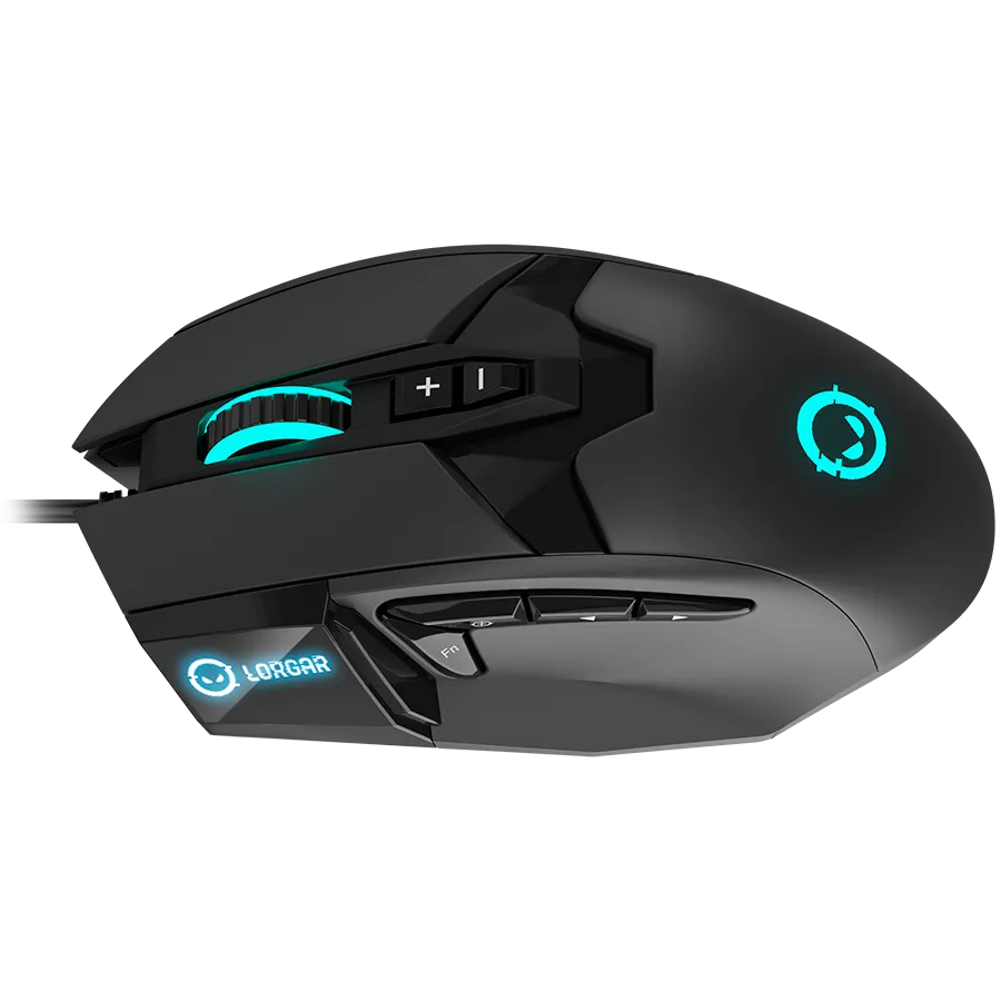 LORGAR Stricter 579, gaming mouse, 9 programmable buttons, Pixart PMW3336 sensor, DPI up to 12 000, 50 million clicks buttons lifespan, 2 switches, built-in display, 1.8m USB soft silicone cable, Matt UV coating with glossy parts and RGB lights with 4 LED – купить недорого с доставкой по Алматы и Казахстану фото 4