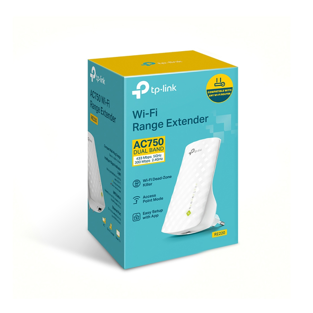 Усилитель Wi-Fi TP-Link RE220, Wi-Fi 5 AC750, 5 ГГц, 1×LAN 100 Мбит/с – купить недорого с доставкой по Алматы и Казахстану