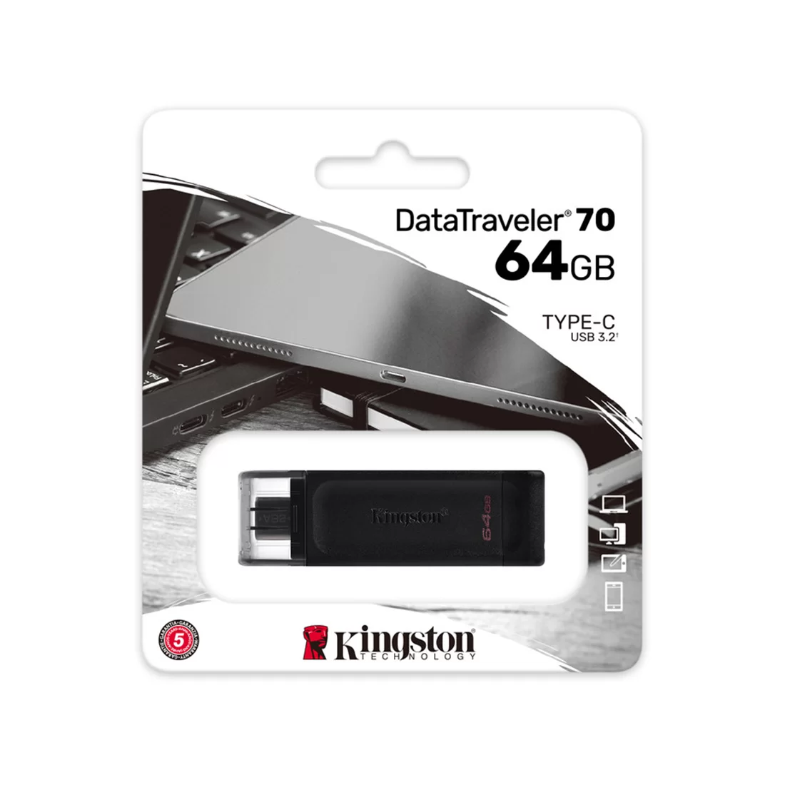USB-накопитель Kingston DT70/64GB 64GB Type-C Чёрный – купить недорого с доставкой по Алматы и Казахстану