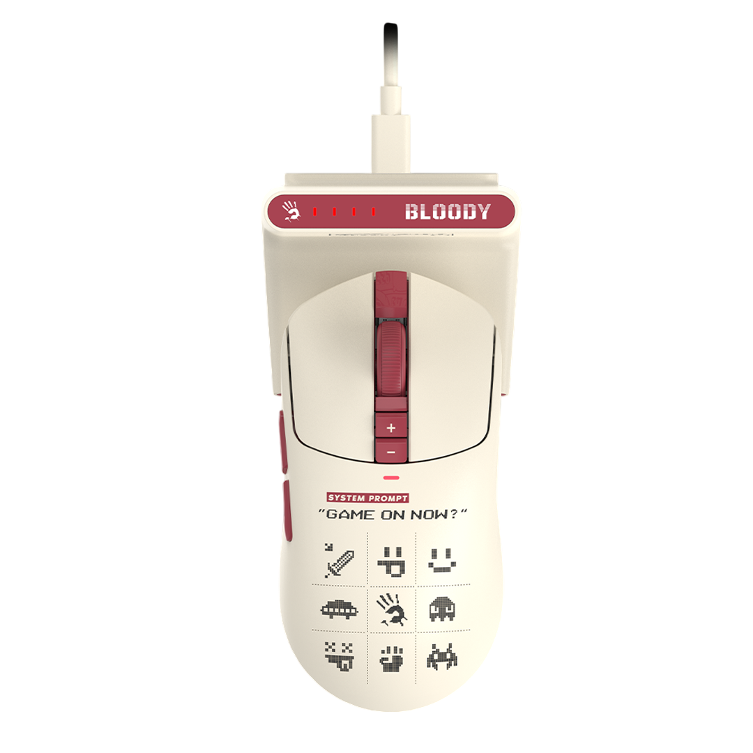 Мышь игровая беспроводная A4Tech Bloody R72 Ultra Duo Pixels, 7 кнопок, 20000 dpi, красная