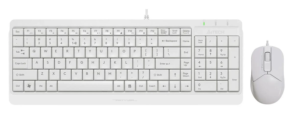 Клавиатура A4Tech Fstyler F1512S, White, USB + мышь