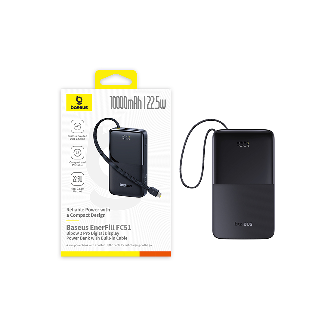 Внешний аккумулятор Baseus EnerFill FC51 Bipow2 10000mAh 22.5W Black (E0027600) – купить недорого с доставкой по Алматы и Казахстану