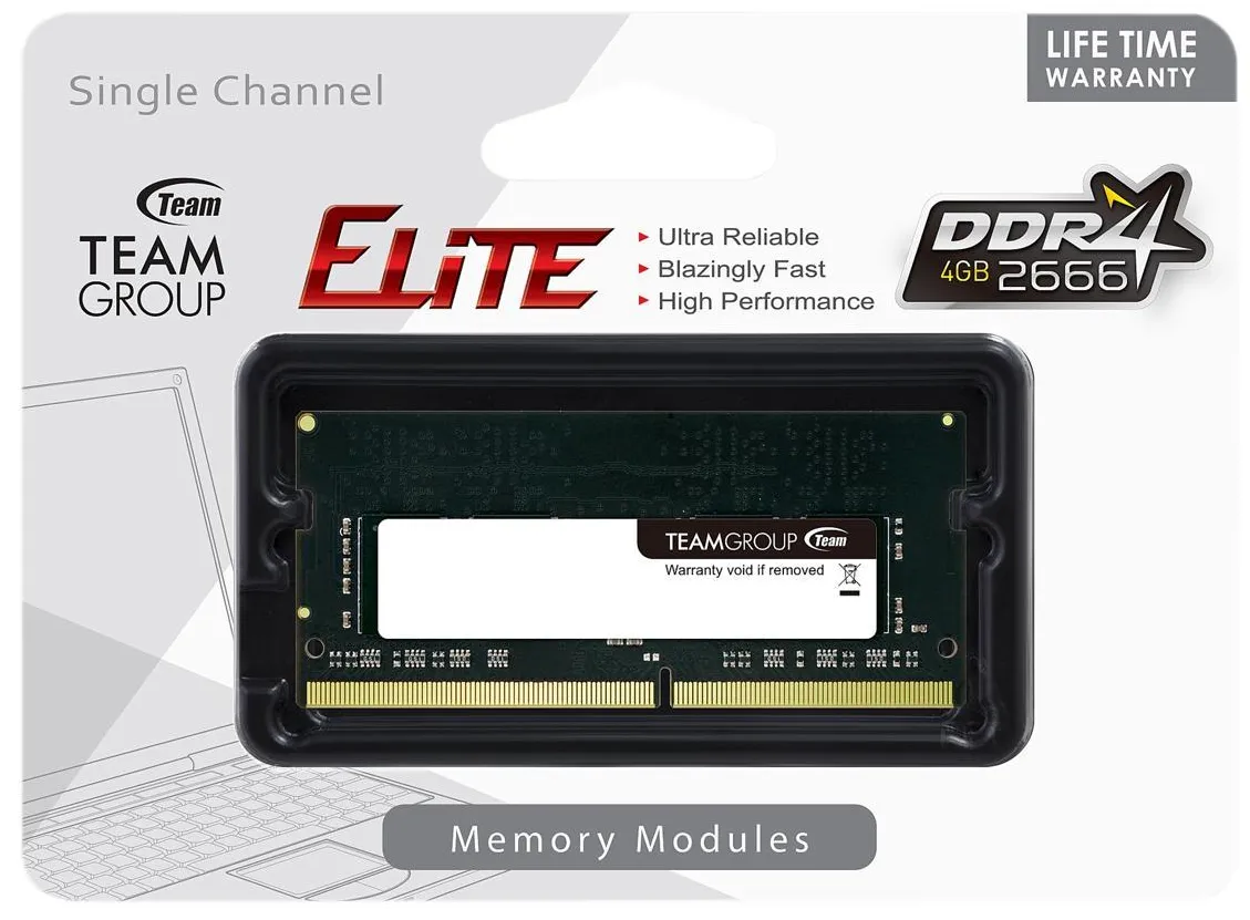 Оперативная память для ноутбука  4GB DDR4 2666Mhz Team Group ELITE SO-DIMM TED44G2666C19-S01 — оперативная память RAM