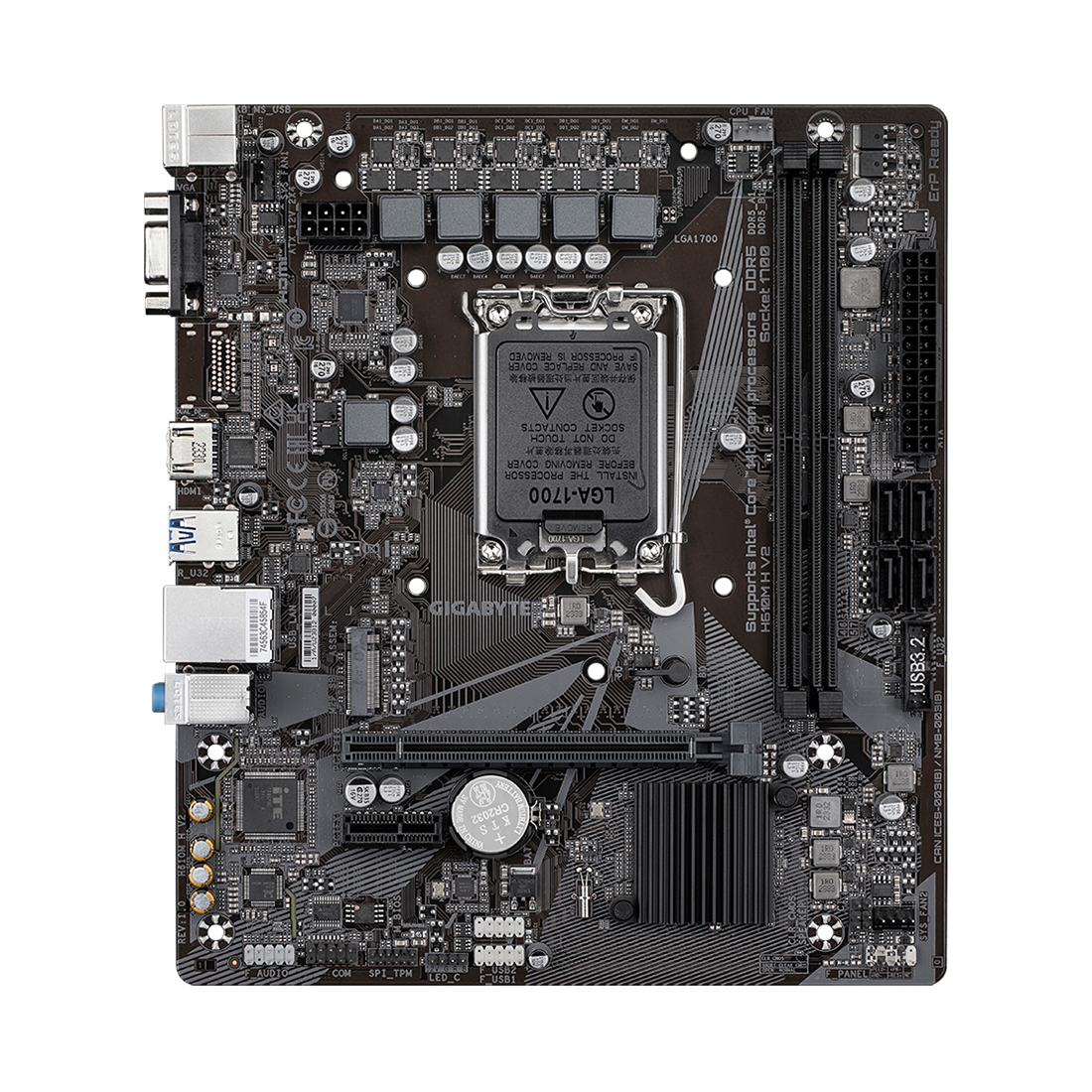 Материнская плата GIGABYTE H610M H V2, LGA1700, H610, 2xDDR5, PCIe4.0, D-SUB+HDMI, M.2, mATX фото 2