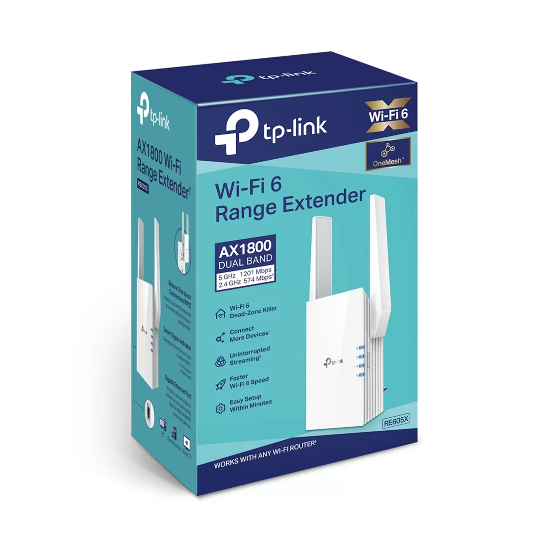 Усилитель Wi-Fi TP-Link RE605X, Wi-Fi 6 AX1800, 2.4/5 ГГц, 1×LAN 1 Гбит/с – купить недорого с доставкой по Алматы и Казахстану