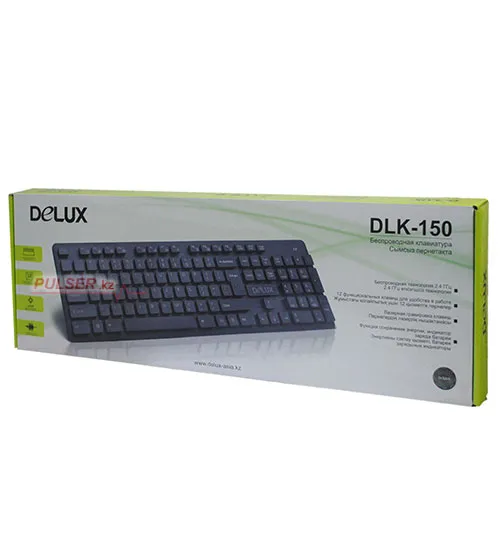 KeyBoard  USB, Delux DLK-150GB,  wireless, 1xAAA, ultra slim, black — купить в Казахстане | neom.kz