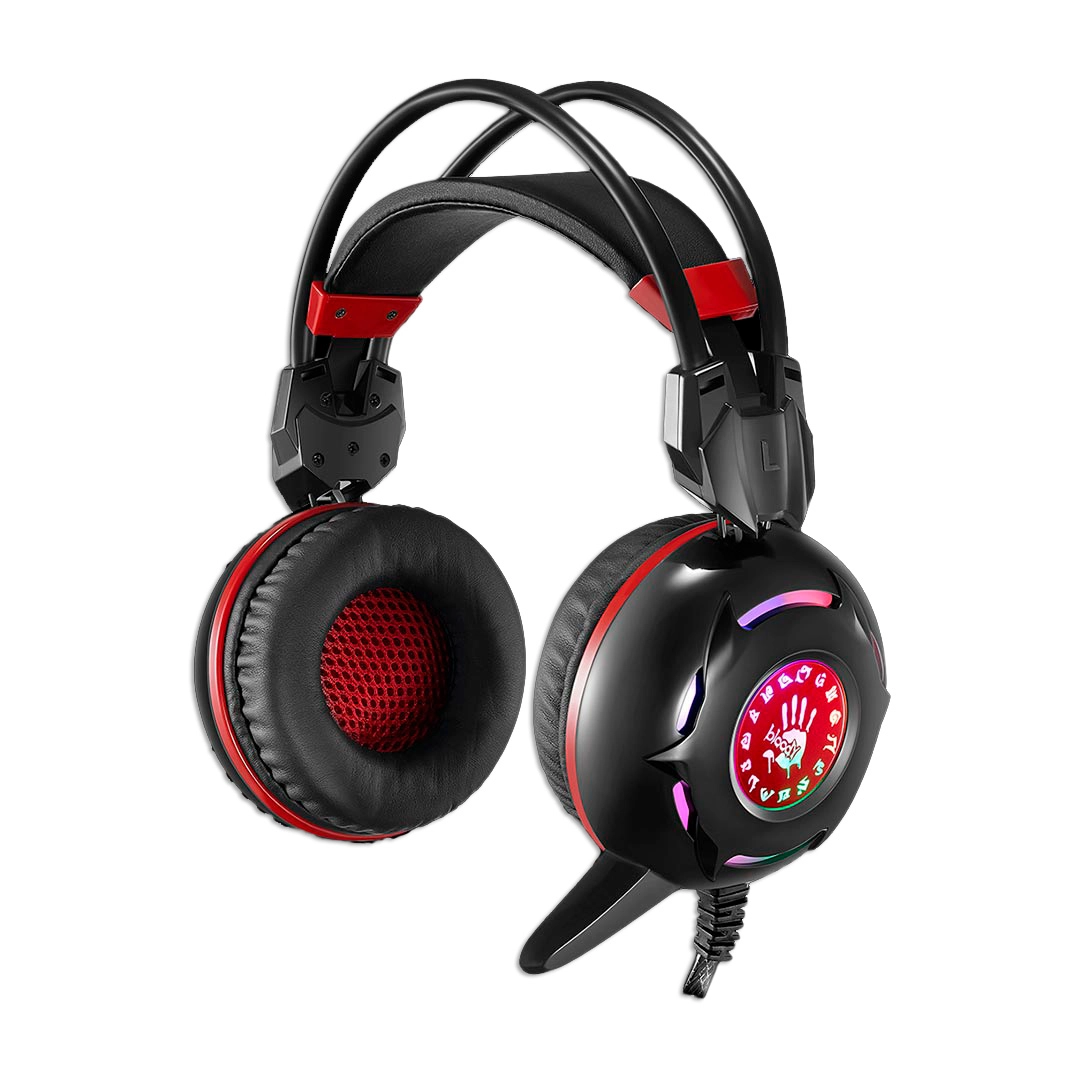 Гарнитура игровая A4Tech Bloody G300-Black+, чёрная/красная